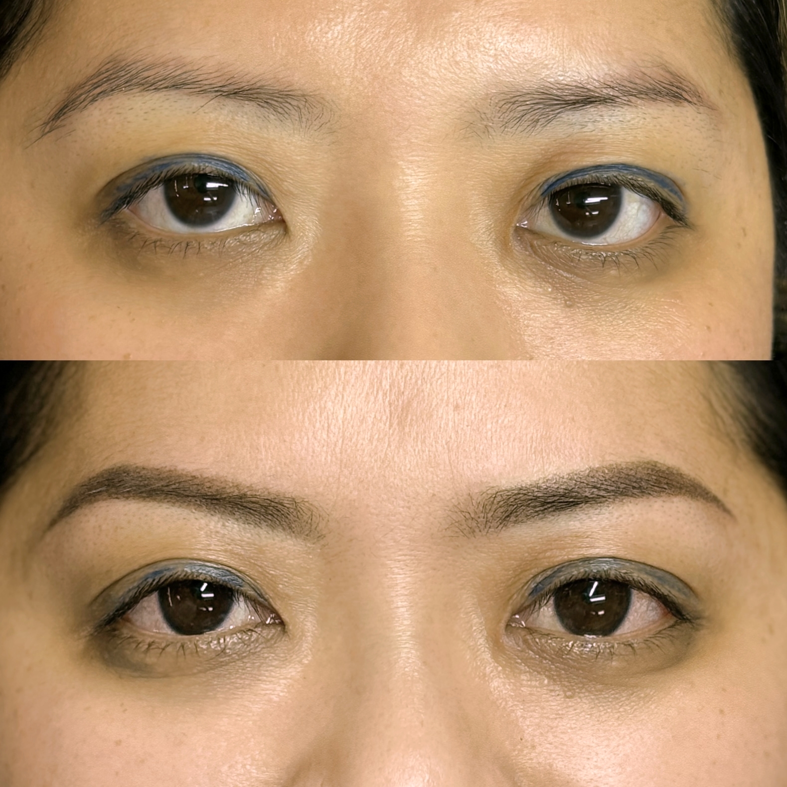 Before and after Ombre Brows with defined gradient shading