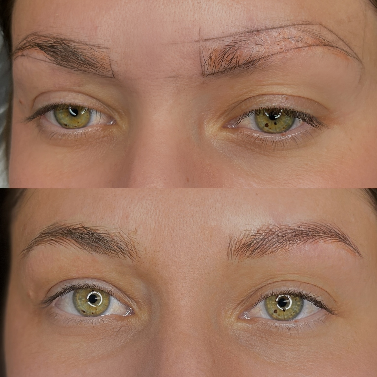 Natural healed Nano Brows with realistic hair flow