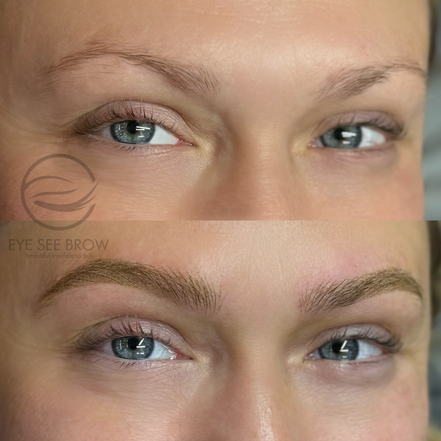 Healed Combination Brows with soft powder and hair stroke blend